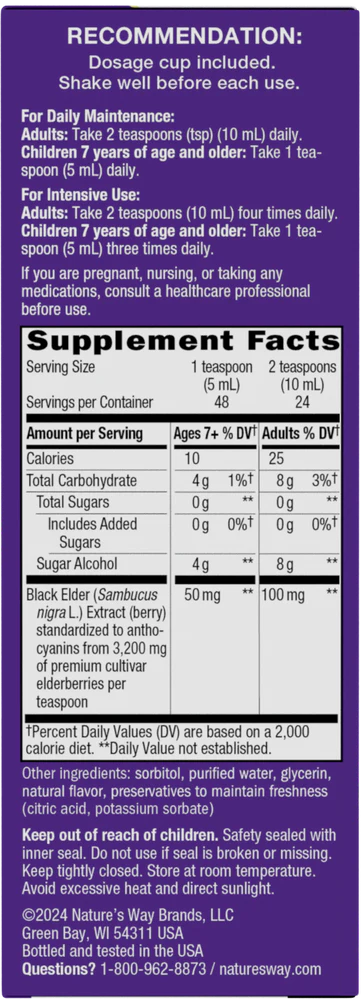 Sambucus Sugar-Free Elderberry Syrup 8 fl oz (240 ml)