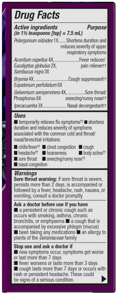 Umcka Elderberry Intensive Cold+Flu Berry Flavor 4 oz (120 ml)