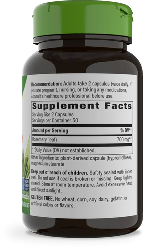 Rosemary Leaf 100 Vegan Capsules by Nature&