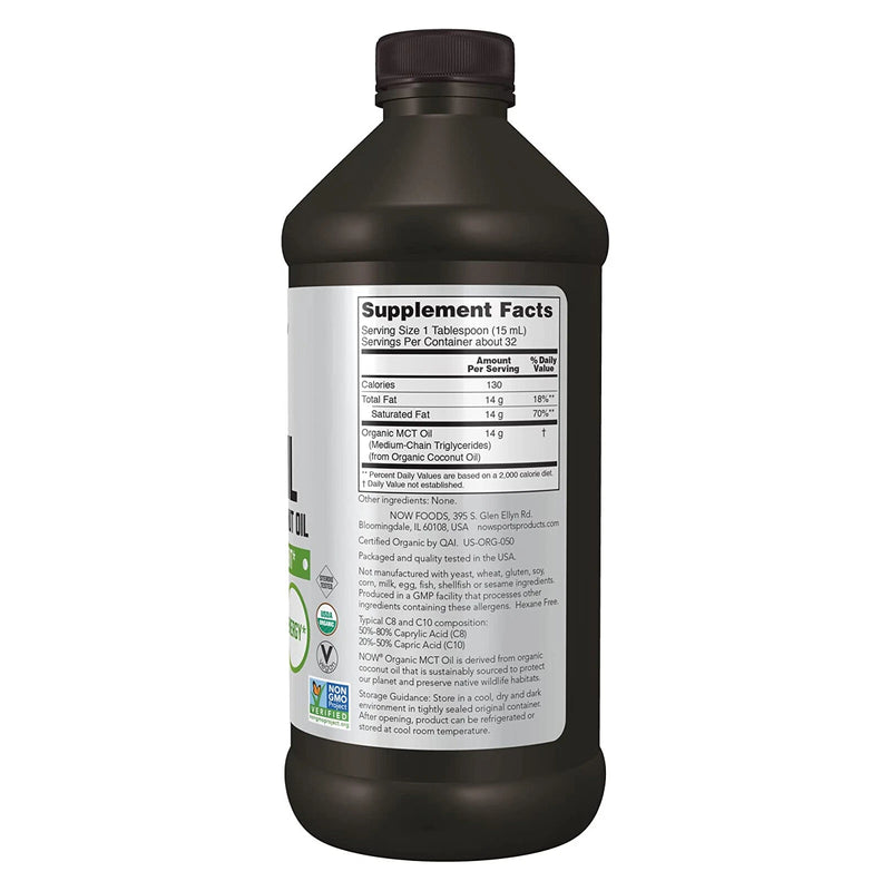Organic MCT Oil, 16 fl oz (473 ml) by NOW