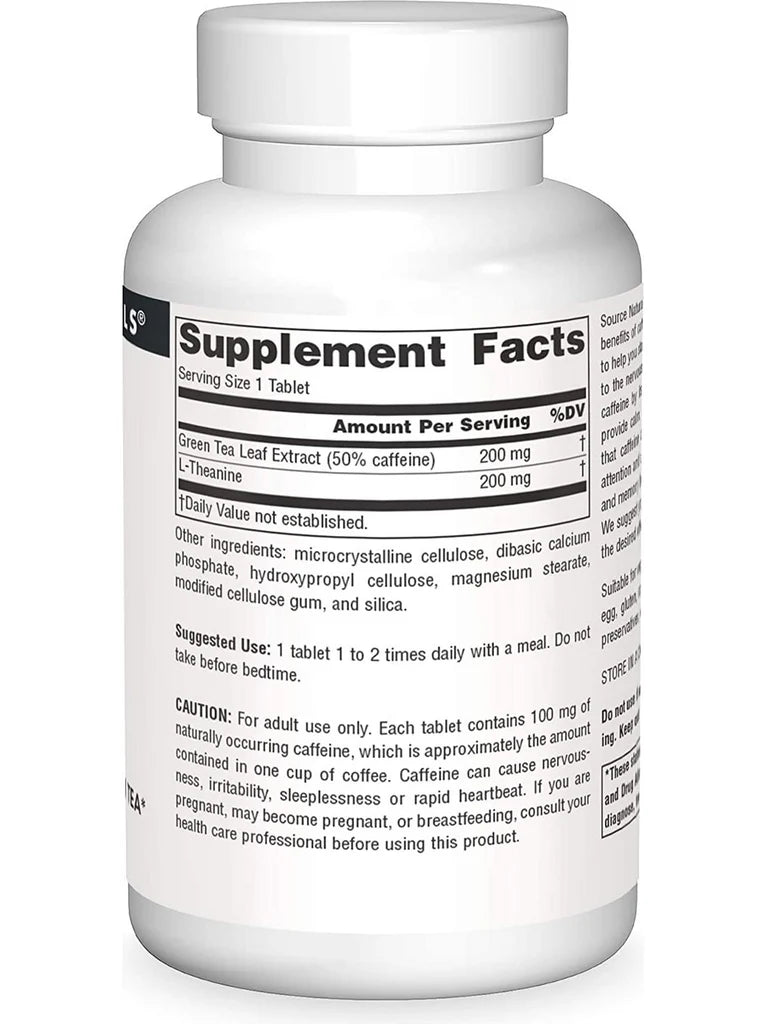Caffeine + L-Theanine 120 Tablets by Source Naturals