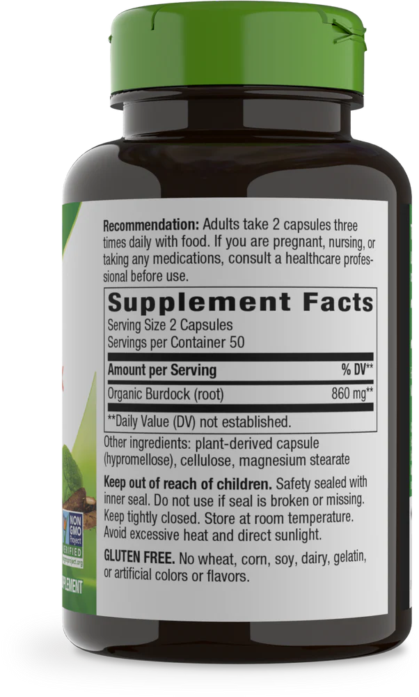 Burdock Root 430 mg 100 Vegetarian Capsules by Nature&