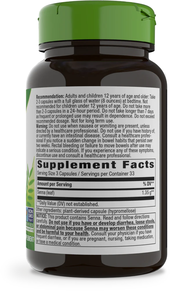 Senna Leaves 450 mg 100 Vegetarian Capsules by Nature&