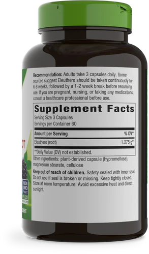 Siberian Eleuthero, Root, 425 mg, 180 Vegan Capsules by Nature&