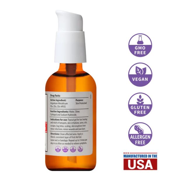 PETS First Aid Gel - Pump 2oz - By Sovereign Silver