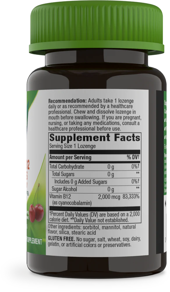 Vitamin B-12 Cherry Flavored 2,000 mcg 100 Lozenges