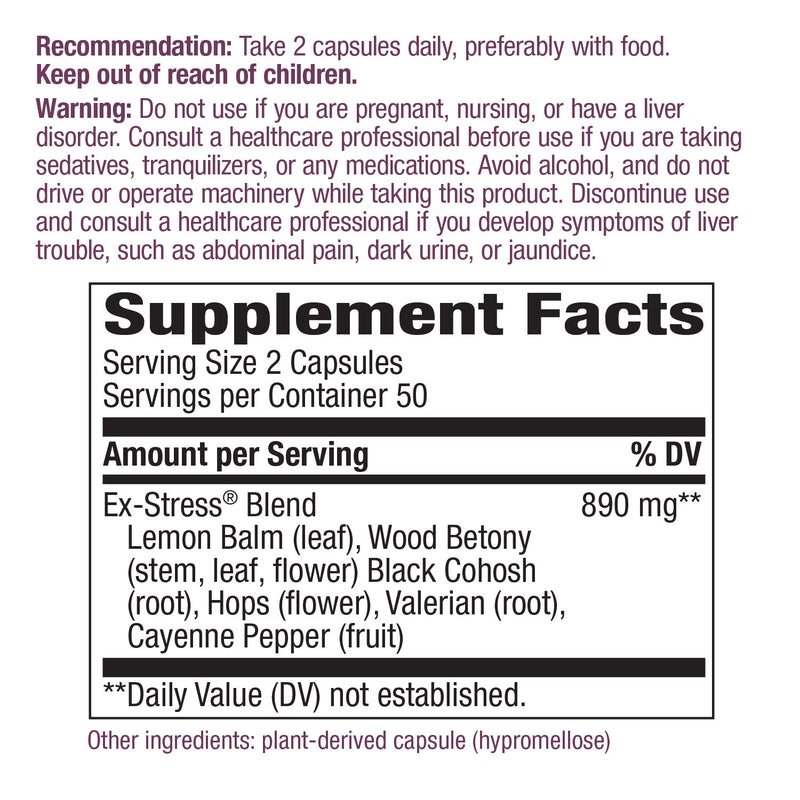 Ex-Stress Calming Formula 445 mg 100 Vege Capsules by Nature&