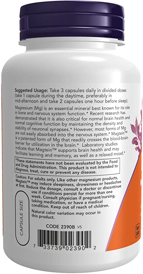 Magtein 180 Veg Capsules, NOW Foods