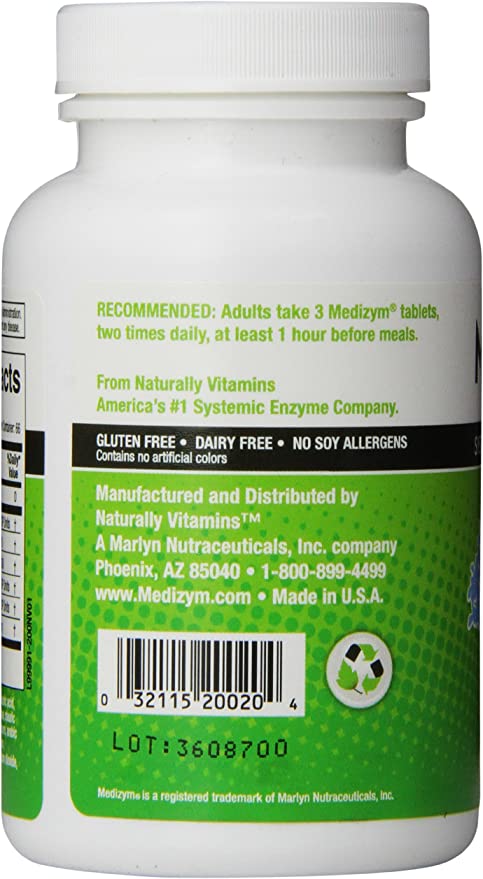 Medizym Systemic Enzyme Formula 200 Enteric - Coated Tablets