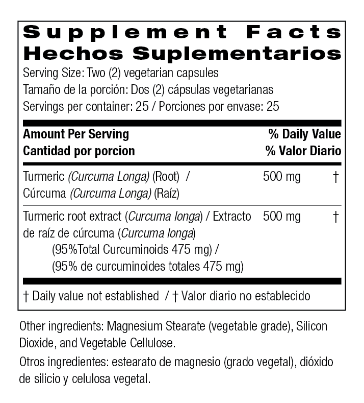 Turmeric Curcumin 500 mg 50 Vegetarian Capsules by Bio Nutrition best price