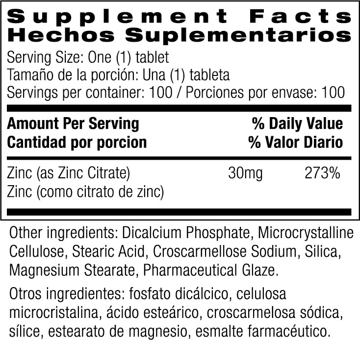Zinc Citrate 100 Tablets by Bio Nutrition best price