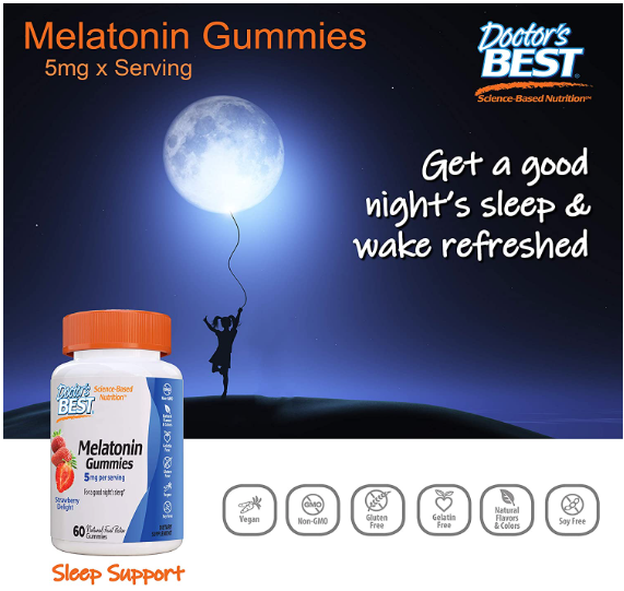 Melatonin Gummies, 2.5 mg, Strawberry Delight, 60 Natural Fruit Pectin Gummies, by Doctor&