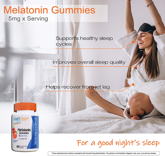 Melatonin Gummies, 2.5 mg, Strawberry Delight, 60 Natural Fruit Pectin Gummies, by Doctor&