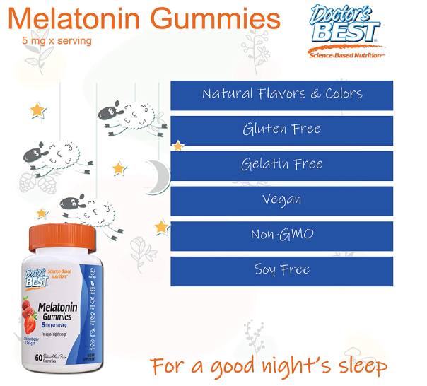 Melatonin Gummies, 2.5 mg, Strawberry Delight, 60 Natural Fruit Pectin Gummies, by Doctor&
