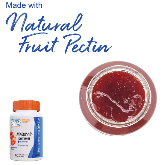 Melatonin Gummies, 2.5 mg, Strawberry Delight, 60 Natural Fruit Pectin Gummies, by Doctor&