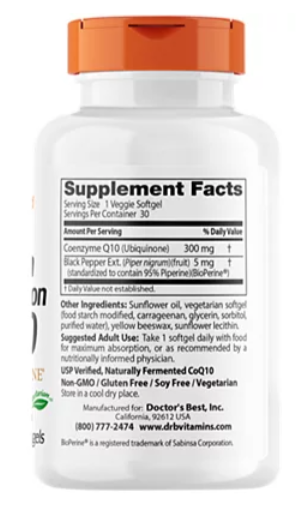 High Absorption CoQ10 300 mg 30 Softgels, by Doctor&