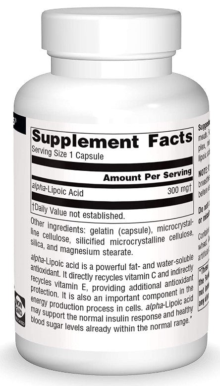 Alpha Lipoic Acid -- 300 mg - 120 Capsules by Source Naturals