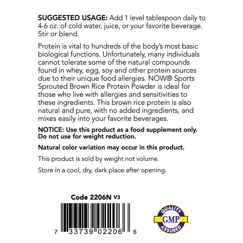 Sprouted Brown Rice Protein 2 lbs (907 g)