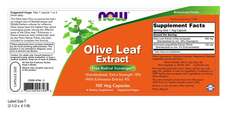 Olive Leaf Extract 18%  100 Veg CAPS