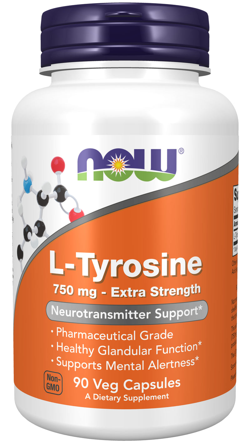 L-Tyrosine 750 mg 90 Veg Capsules | By Now Foods - Best Price