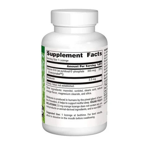 Vegan True, Melatonin, Orange, 2.5 mg, 60 Lozenges by Source Naturals