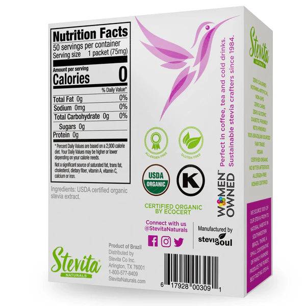 Organic Stevia, Extra Sweet, 50 Packets, 0.13 oz (3.75 g) by Stevita Naturals
