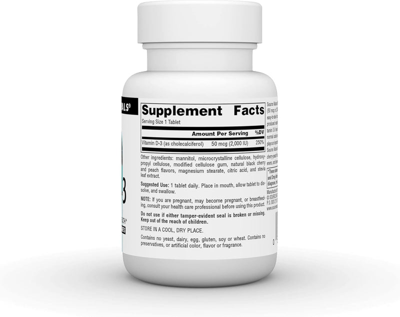 Vitamin D-3 Fast Melt  2000 IU - 120 Tablets by Source Naturals