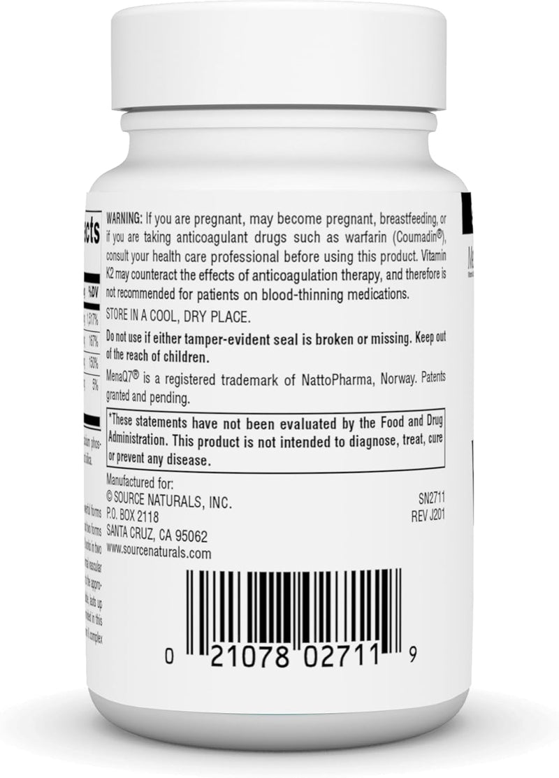Vitamin K2 Advantage, 2,200 mcg, 120 Tablets by Source Naturals
