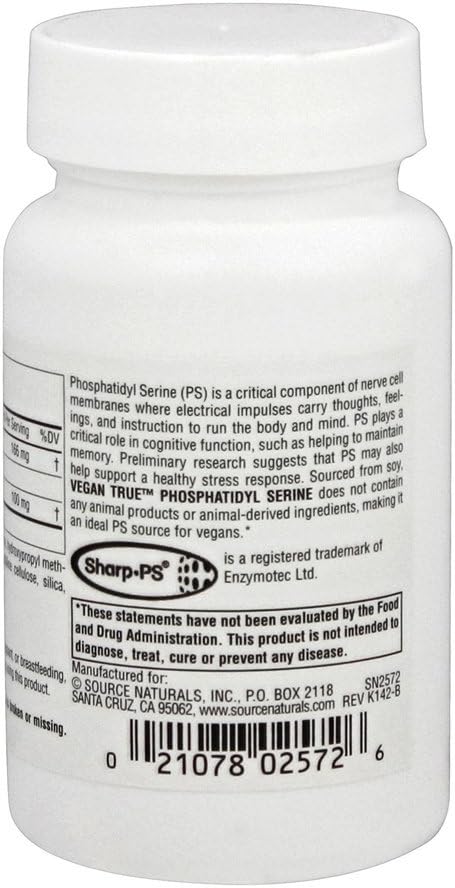 Vegan True® Phosphatidyl Serine 100™, 100 mg - 30 Vegetarian Capsules by Source Naturals