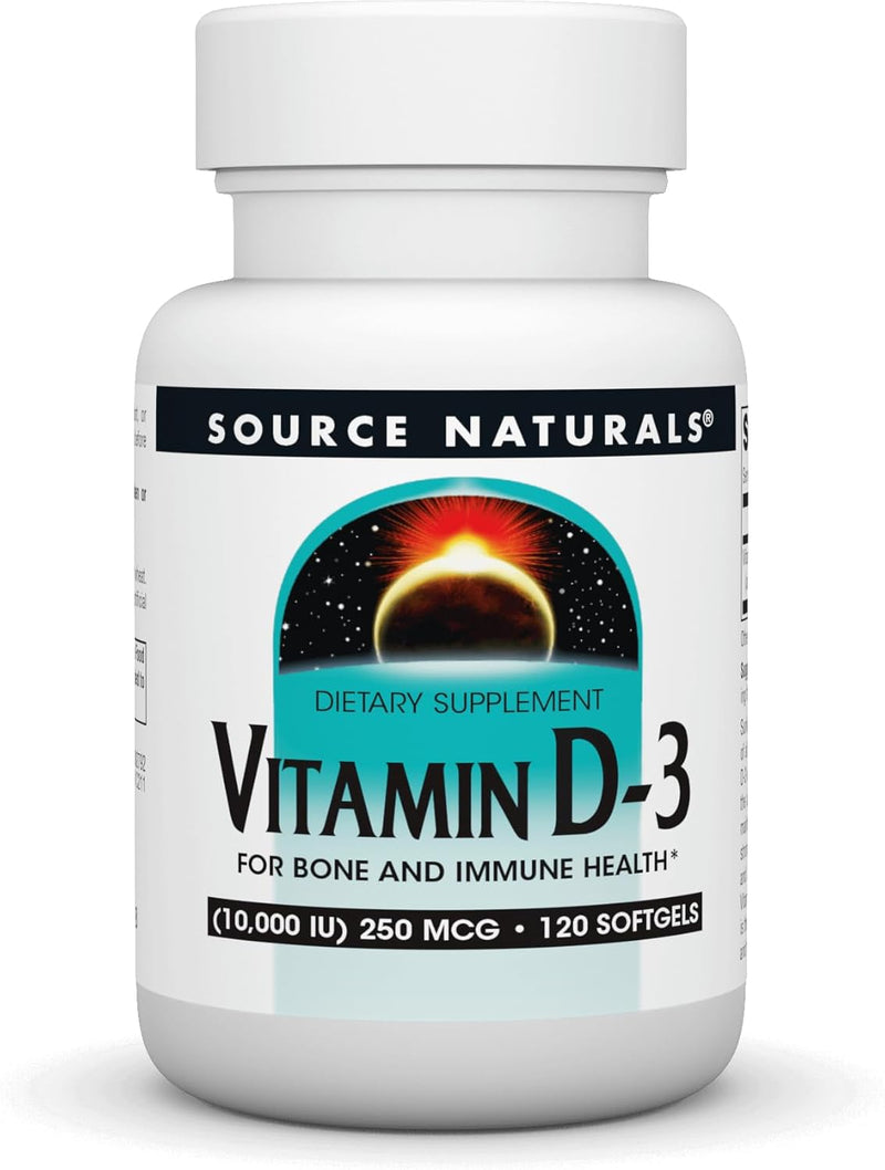 Vitamin D-3, 250 mcg (10,000 IU), 120 Softgels by Source Naturals