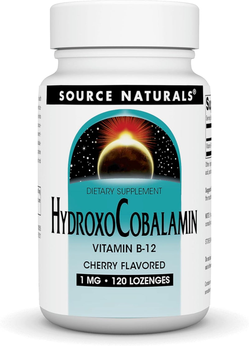 HydroxoCobalamin, Vitamin B12, Cherry , 1 mg, 120 Lozenges by Source Naturals