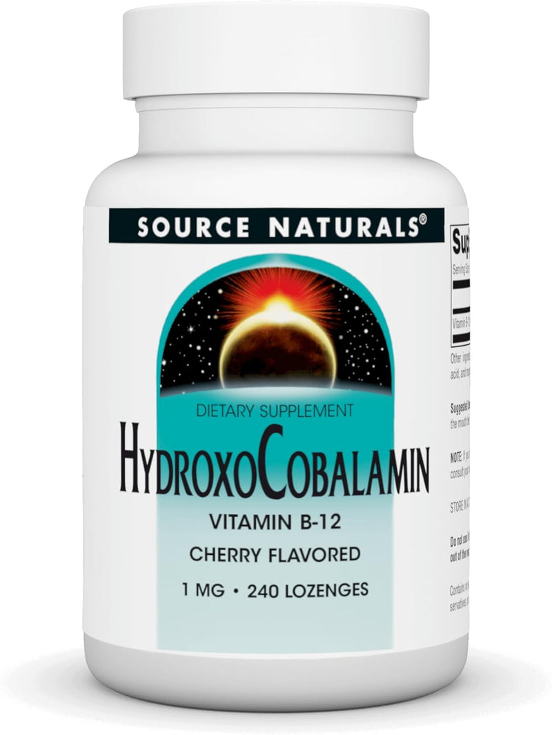 HydroxoCobalamin, Vitamin B-12, Cherry, 1 mg, 240 Lozenge by Source Naturals
