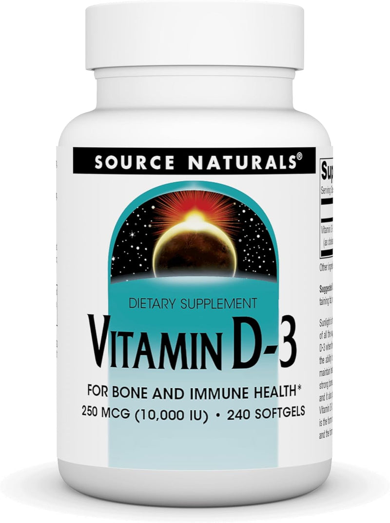 Vitamin D-3, 250 mcg (10,000 IU) - 240 Softgels by Source Naturals