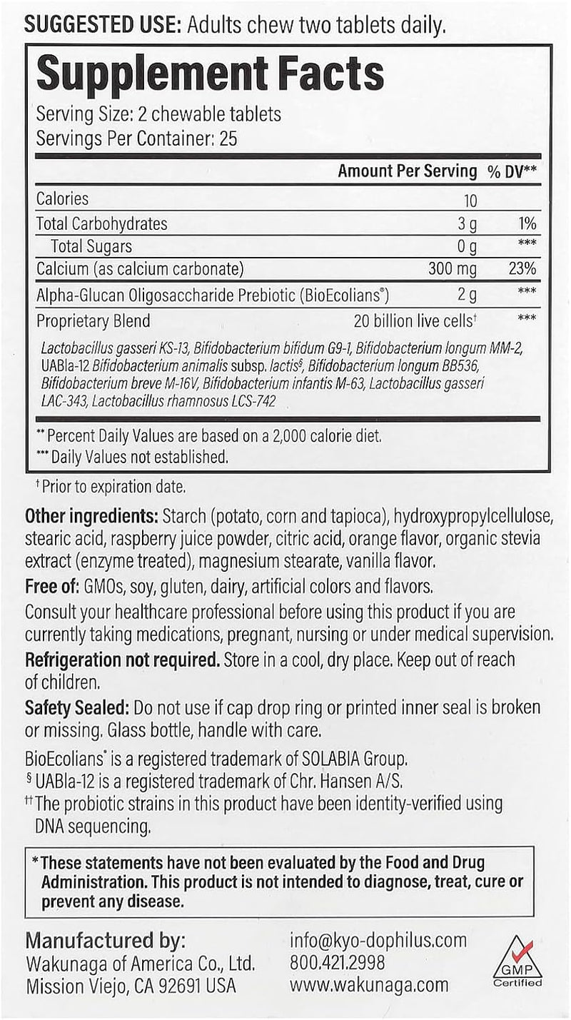 Kyo-Dophilus® Pro+ Synbiotic, Berry Smoothie, 50 Chewable Tablets by Kyolic