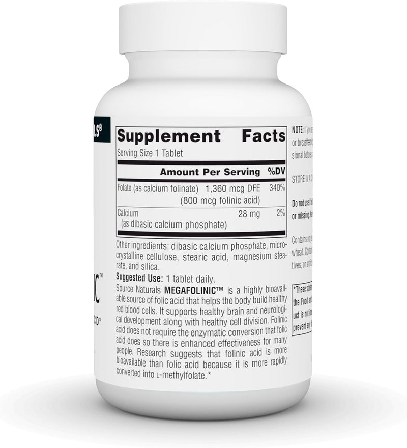 MegaFolinic, 800 mcg - 240 Tablets by Source Naturals