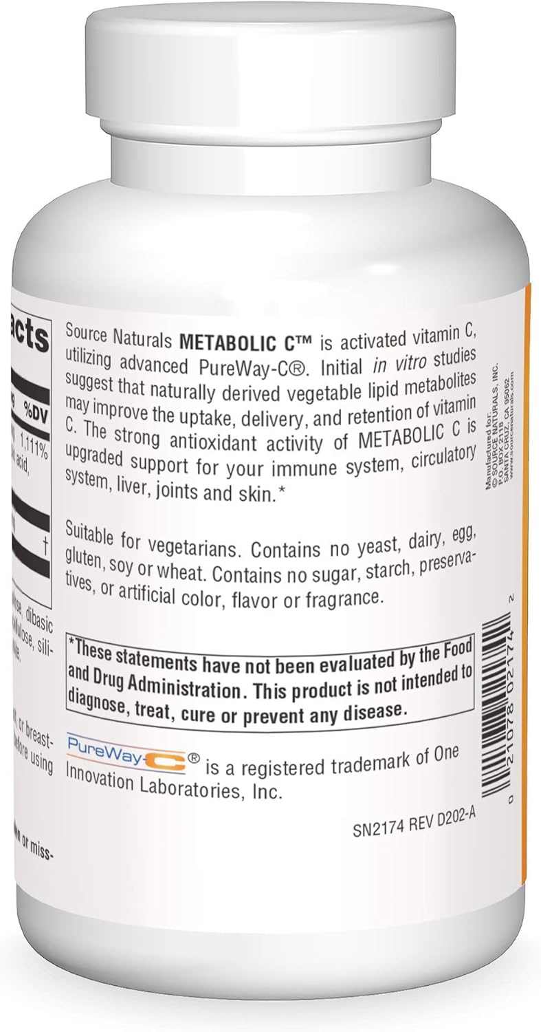 Metabolic C, 1000mg Vitamin C - 200 Tablets by Source Naturals