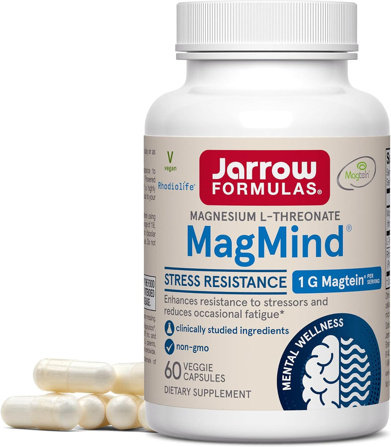 Vegan MagMind, Stress Resistance, 60 Veggie Capsules by Jarrow Formulas,