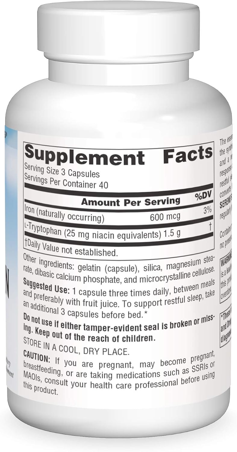 L-Tryptophan, 500 mg-120 Capsules by Source Naturals