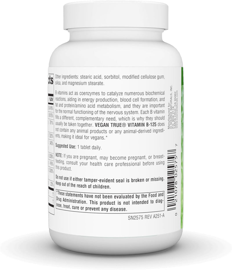 Vegan True B-125, 125 mg, 60 Tabs by Source Naturals