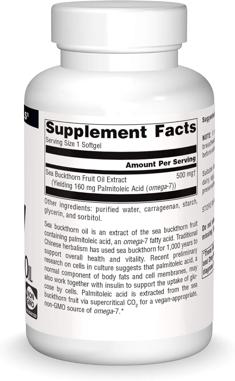 Omega-7, Sea Buckthorn Fruit Oil, 120 Vegan Softgels by Source Naturals
