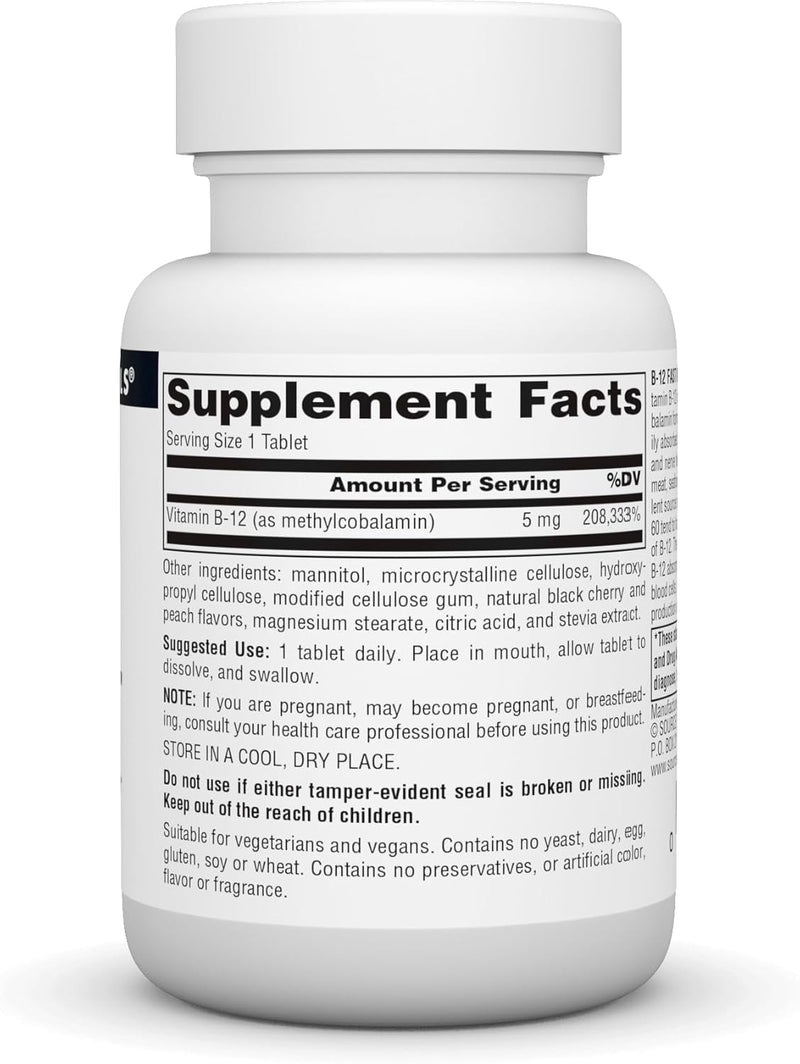 B-12 Fast Melt™, 5 mg, 60 Tablets by Source Naturals