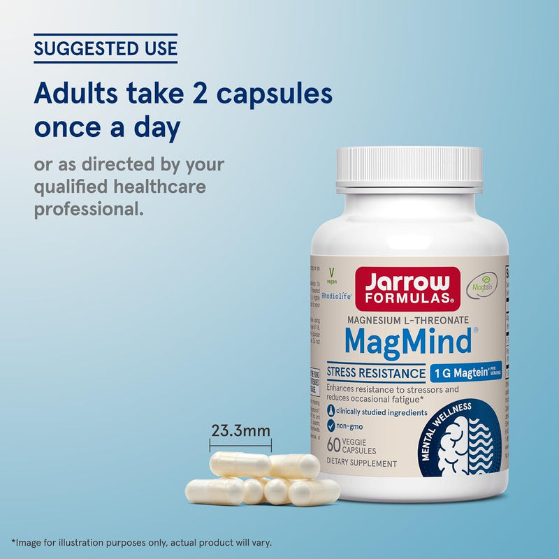 Vegan MagMind, Stress Resistance, 60 Veggie Capsules by Jarrow Formulas,