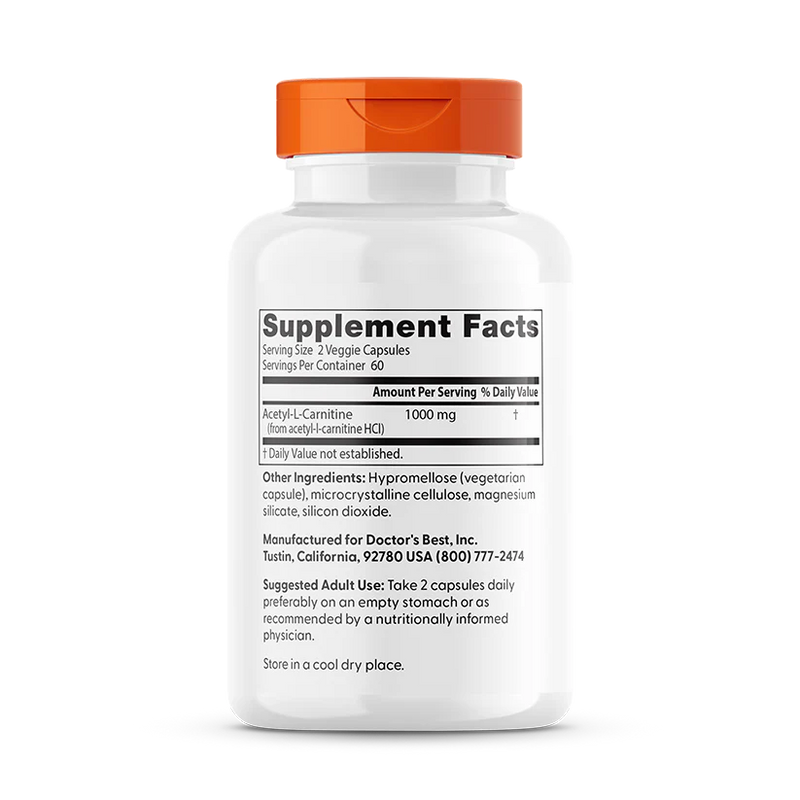 Acetyl-L-Carnitine, 1000 mg Per Serving, 120 Veggie Caps