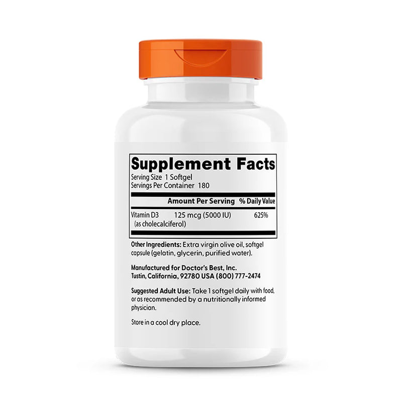 Vitamin D3 125 mcg (5000 IU) 180 Softgels
