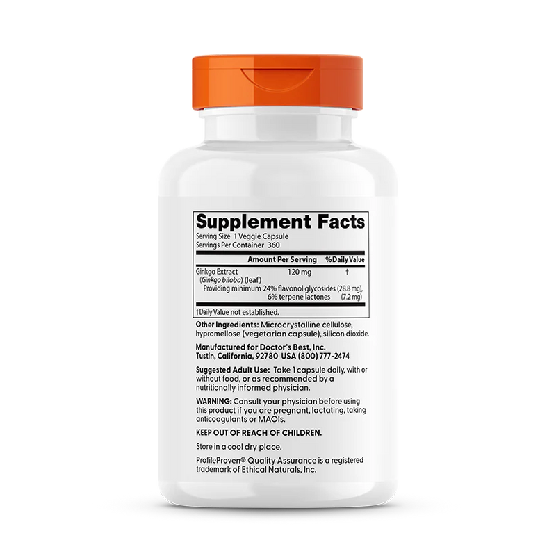 Extra Strength Ginkgo 120 mg 360 Veggie Caps