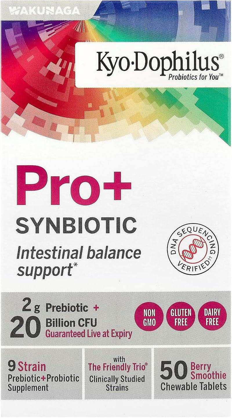 Kyo-Dophilus® Pro+ Synbiotic, Berry Smoothie, 50 Chewable Tablets by Kyolic