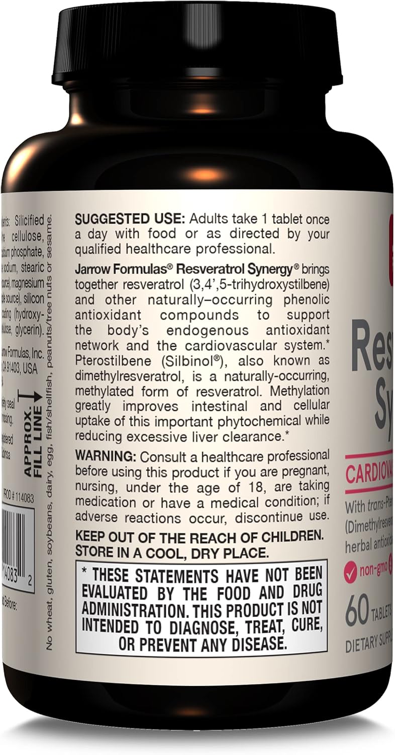 Resveratrol Synergy 200 mg Total Resveratol 60 Tablets