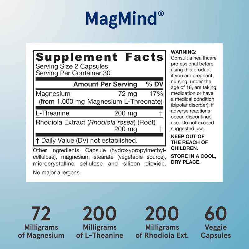 Vegan MagMind, Stress Resistance, 60 Veggie Capsules by Jarrow Formulas,
