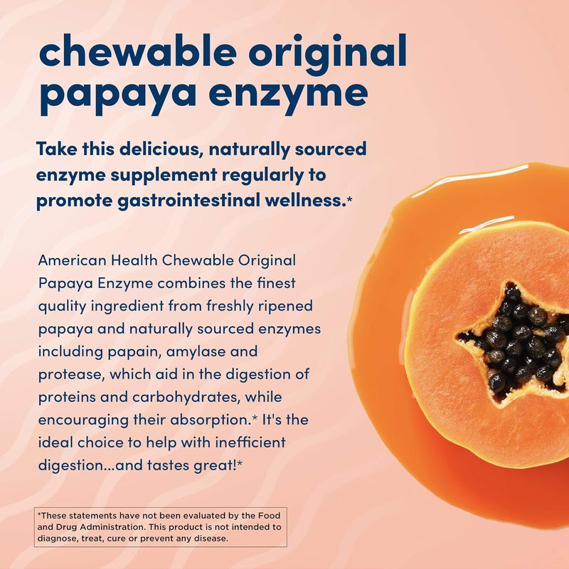 Original Papaya Enzyme 250 Chewable Tabs by American Health