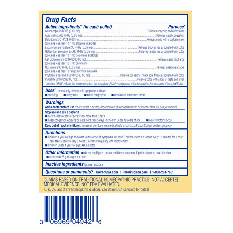 ColdCalm Kids Meltaway Pellets 2 Tubes (total 160 pellets) by Boiron